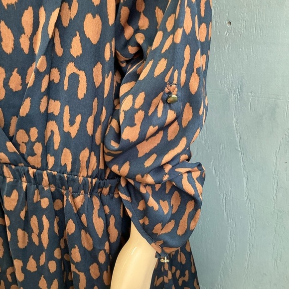 RACHEL Rachel Roy Faux Wrap Cheetah Black and Brown Long Sleeve Dress - Picture 4 of 14